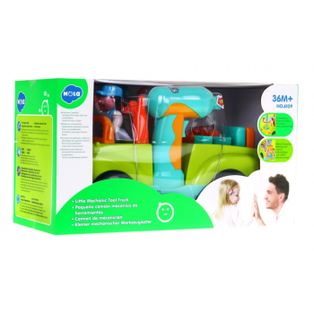 Autko z warsztatem dla dzieci 3+ Interaktywne efekty + Elektryczna wkrętarka + Narzędzia Akcesoria 21 el.